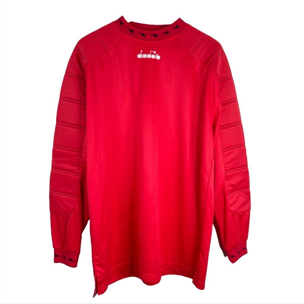 Vintage Diadora Football Soccer Goalie Jersey Red Goalkeeper Scudetto Blokecore